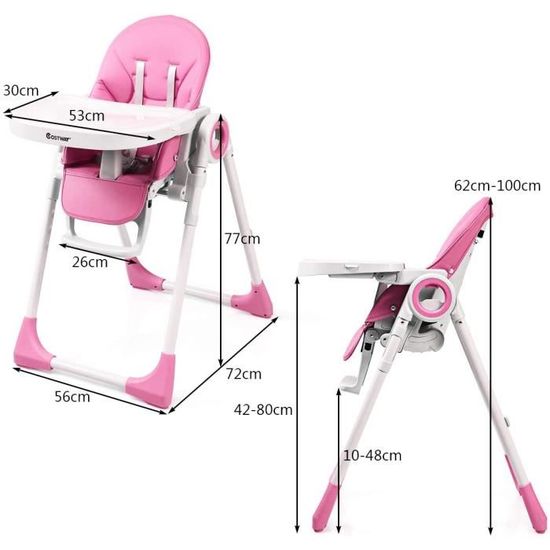 Coussin B/éb/é Confort Plateau Clisable LADUO Chaise Haute Bebe 3 en 1 /Évolutive Bleu R/églable et Pliable avec 4 Roues Tablette Amovible