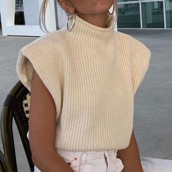 Pull col roulé sans manche femme sale