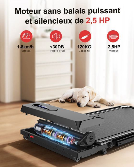 Tapis Marche Pliable Sportconic 1-12km/h - Walking Pad Bureau Inclinaison 6% Télécommande