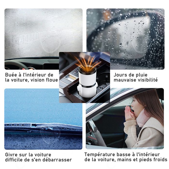 Chauffage De Voiture 12V 150W 2 En 1 - Dégivreur Portable Avec Rotation 360° Et Mode Froid/Chaud