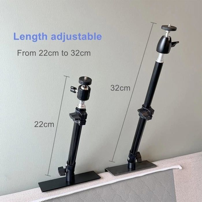 Support De Projecteur Réglable - Hauteur De 24 à 40 Cm, Rotation 360°, Inclinaison 90° - Filetage Universel 1/4" - Pour Bureau, Chevet, Canapé
