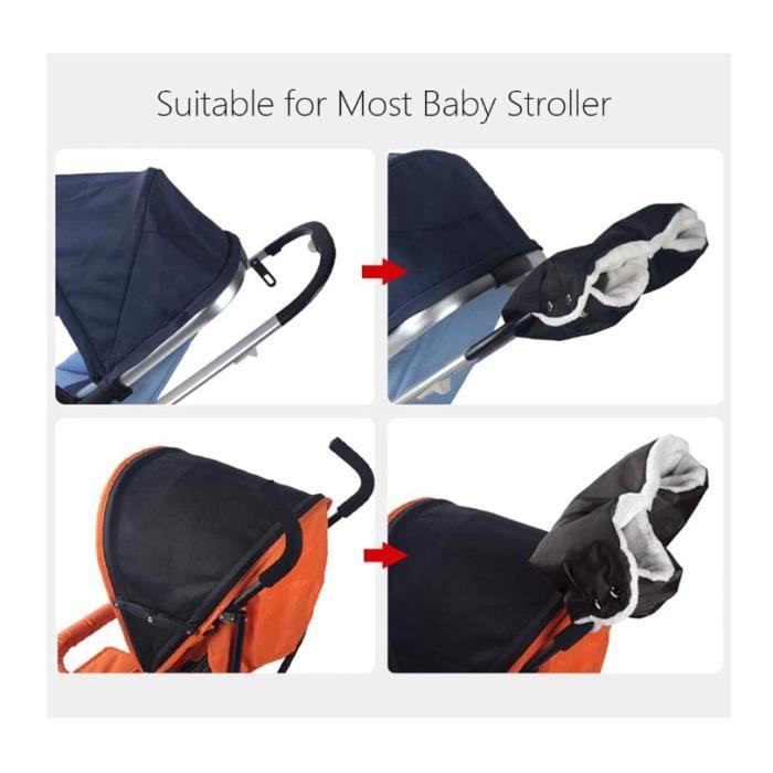 Manchon Poussette Gant Poussette Protège-mains Pour Poussettes Chaud Chauffe Moufle Poussette