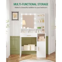 Coiffeuse Avec 10 Ampoules LED Et Prise USB/Type-C - Table Maquillage 5 Tiroirs Blanc Moderne | Rangement Cosmétiques Miroir Lumière Réglable - 4