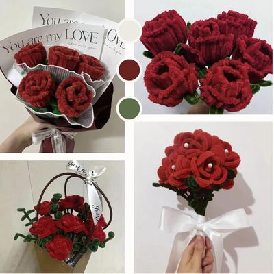 Kit De 310 Cure-pipes Pour Créations DIY - 200 Roses, 100 Verts, 10 Jaunes + Accessoires Fleurs - Pour Bouquets, Décorations