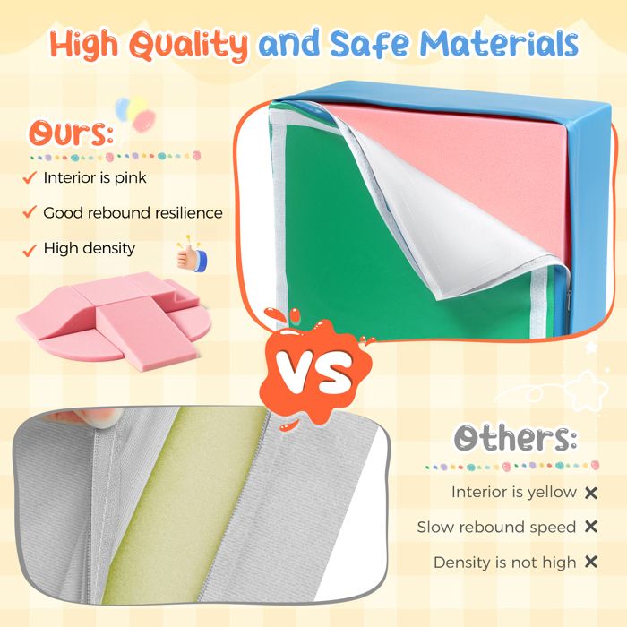 Blocs De Motricité Géants En Mousse – Toboggans Et Structures D’intérieur – 1 à 3 Ans – PU Imperméable – Faciles à Nettoyer – Développement De L’équilibre
