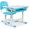 oneConcept Tommi Set meuble 2 pièces pour enfant : Bureau ergonomique et stable & chaise - Eléments à hauteur réglable - Bleu-0