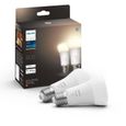 PHILIPS Hue White Ampoules LED connectées E27 - Compatible Bluetooth pack de 2-0