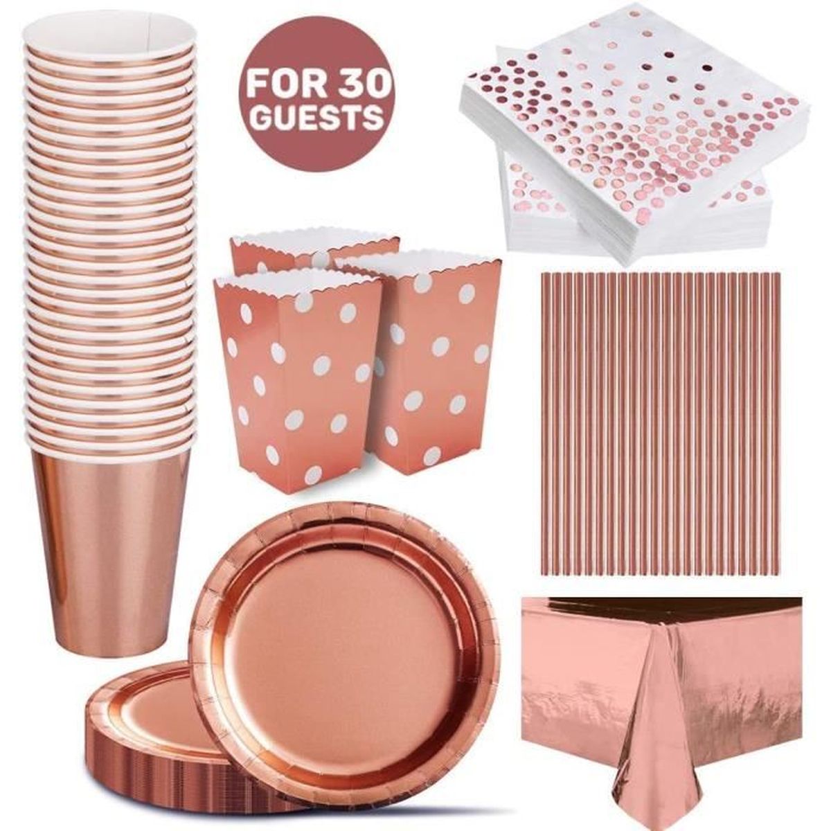 Vaisselle Jetable Or Rose Anniversaire Nappe Assiettes Serviettes Popcorn Boites Papier Tasses Papier Paille Pour Decoration Fete M Achat Vente Set Vaisselle Jetable Soldes Sur Cdiscount Des Le Janvier Cdiscount