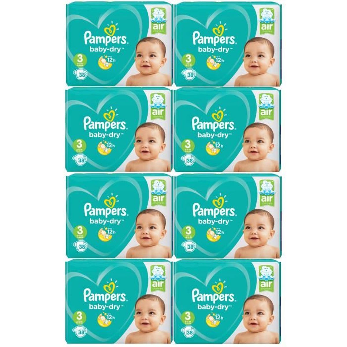 Pampers Baby Dry Taille 3 Midi 610kg 304 Couches Cdiscount