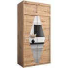 ABIKSMEBLE Boliwia 120 Armoire à Deux Portes Coulissantes avec Miroir, Tringle, Étagères et Extenstion 120x240x62 cm Artisan