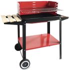 Roues de barbecue au charbon de bois Algon Noir Rouge (58 X 38 x 72 cm)