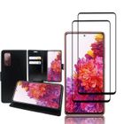 VCOMP Pour Samsung Galaxy S20 FE- S20 FE 4G- S20 FE 5G: Etui portefeuille Support Video cuir PU + 2x Films verre trempé - NOIR