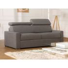 VENTE-UNIQUE Canapé 4 places convertible express en tissu VIZIR - Gris - Couchage 160 cm - Matelas 22 cm avec mémoire de forme DUNLOPILLO