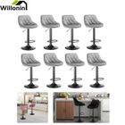 Willonin® Tabouret de bar pour salle à manger,8pcs Chaise Gris avec dossier, Hauteur totale 84.5-105cm
