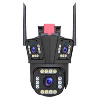 Caméra de surveillance sans fil WIFI 4K à 3 Lentilles,Vision nocturne HD-Rotation à 360°-Suivi de l'humanoïde pour Intérieur