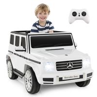 Voiture Électrique Enfants Mercedes-Benz G500 avec Télécommande 2,4G, Démarrage Lent, Phares, Musique, Klaxon, Blanc