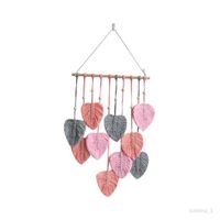 Tenture Murale En Macramé à Motifs Feuilles - 120x75 Cm, Coton, Style Bohème Scandinave - Bleu