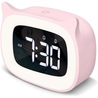 Réveil Enfant Educatif,LED Veilleuses Pendules horloges de Chambre d'enfant,Affichage Automatique Temps,5 Couleurs,18 Type Musique