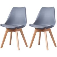 Clara - Lot de 2 chaises scandinave - Gris - pieds en bois massif design salle à manger salon chambre - 49 x 58 x 82 cm