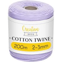 Corde Macramé - 3mm x 200m - Violet Pastel - Fil de Coton et Polyester