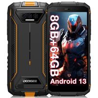 Telephone portable DOOGEE S41T Robuste Smartphone 8+64Go 5.5" 6300mAh Android 13 Carte T-Flash jusqu'à 1TB Double SIM NFC - Orange