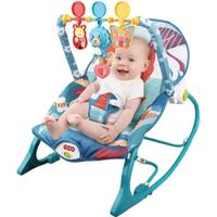 Transat bébé électrique vibrant et musical avec 3 jouets pour 0 à 3 ans bébé, Bleu