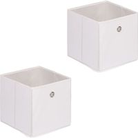 Lot de 2 tiroirs en tissu blanc ELA boîte de rangement ouverte avec poignée dim 27 x 27 x 27 cm, pour linge jouets vêtements