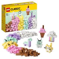 LEGO® Classic 11028 L’Amusement Créatif Pastel, Jouets Briques avec Dinosaure et Chat, Cadeau