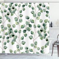 Rideau de douche Feuilles vertes eucalyptus anneaux inclus 3D effect imperméable 180 x 200 cm
