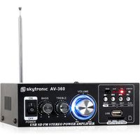 Skytronic AV360 Amplificateur - Puissance de sortie 2 x 40W, Entrée USB/SD/AUX, Réglage graves et aigus, Télécommande incluse