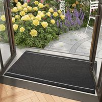 Paillasson Antidérapant 110x120 Cm - Lavable Machine - Intérieur/extérieur Noir - Pour Entrée Terrasse