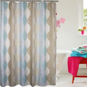 Rideau De Douche Avec Crochets De Haute Qualité Motif Rayé Tissu Imperméable Salle de Bain