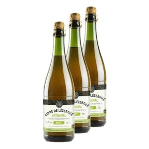 CIDRE Les Celliers de l'Odet - Lot 3x Cidre de Lézergué artisanal brut - Bouteille 750ml