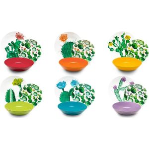 SERVICE COMPLET Color Service Vaisselle 18 Pièces Porcelaine Céramique Multicolore