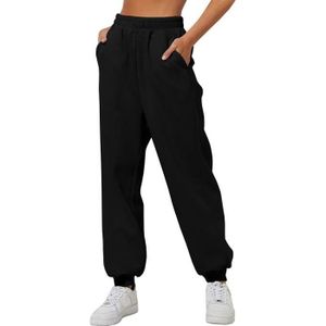 PANTALON DE SPORT PANTALON - pantalons de jogging - femme - taille haute - confortable - poches - noir