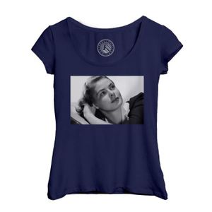 T-SHIRT T-shirt Femme Col Echancré Bleu Grace Kelly Actrice Photo de Star Célébrité Vieux Cinéma Original 13