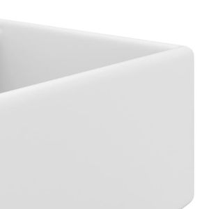 LAVABO - VASQUE Lavabo carré de luxe en céramique - VINGVO - Blanc mat - 41x41 cm - Avec trop-plein et trou de robinet