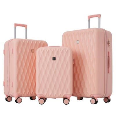 Set de Valises Rigides Légères à roulettes Rose ABS