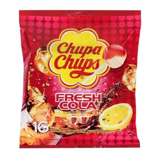 CHUPA CHUPS Sucettes Lollipops Fresh Cola, goûts assortis - 192 g