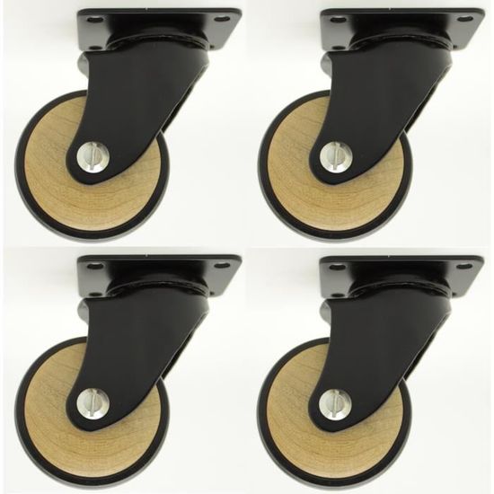 Lot 4 roue roulette noir metal bois diam 60mm pour meuble bureau design  milano neuf - Cdiscount Bricolage