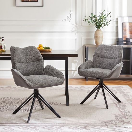 Lot De 2 Chaises Velours Pivotantes - Fauteuils Salle à Manger Moderne 360° Jaune