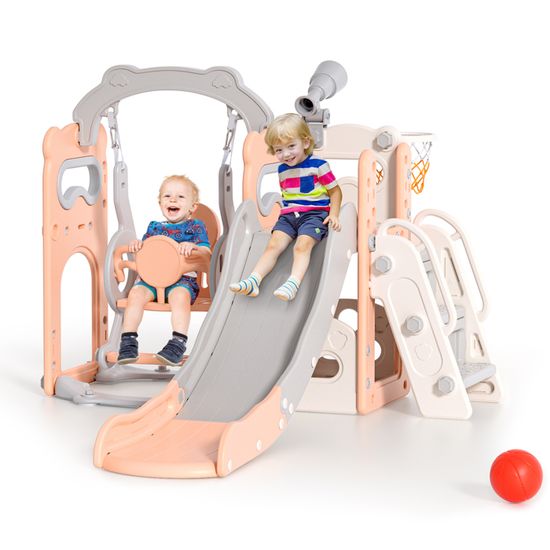 Toboggan 8 En 1 Pour Enfants Avec Balançoire - Jeux D'intérieur Et Extérieur, Sécurisé, Facile à Monter