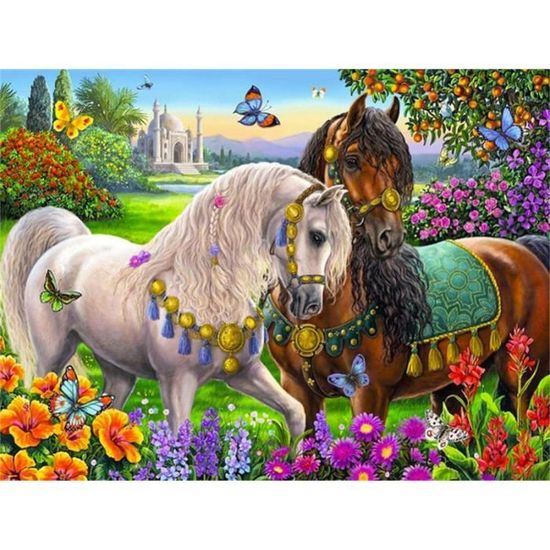 Kit Peinture Diamant 5D 'Cheval & Fleurs De Cerisier' - 30x40 Cm - Art DIY & Décoration Maison - 6