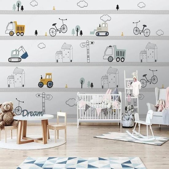 Papier Peint Photo 3D Mural Dessin Animé Forêt Champignon Chambre