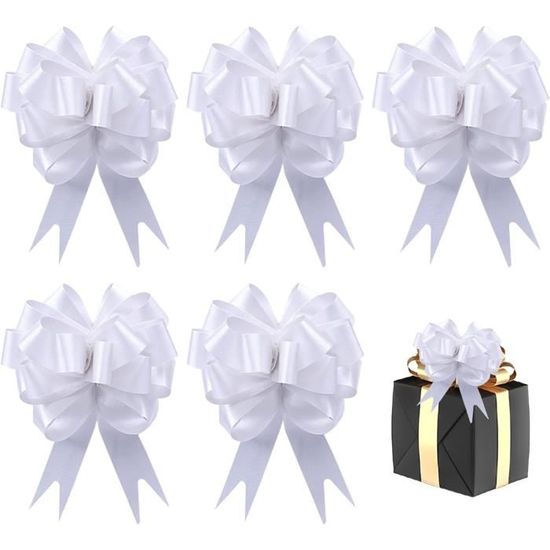 Jefyghe Lot De 6 Grands Nœuds à Tirer De 15,2 Cm - 6 Couleurs - Pour Emballage Cadeau, Panier De Mariage, Décoration De Fête D'anniversaire, De Noël, Décorations Florales