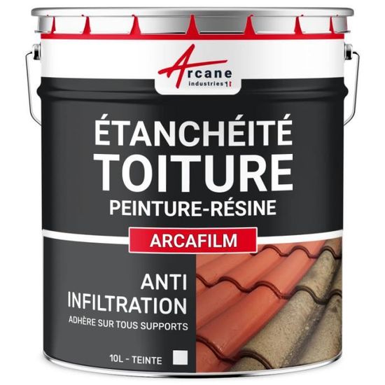 Étanchéité Toiture: Peinture ARCAFILM Produit Étanche pour Tuile et Fibrociment ARCANE INDUSTRIES Blanc - 10 L