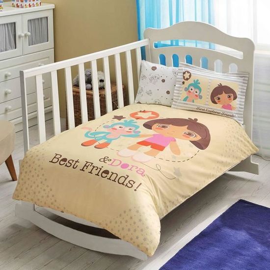 100 Coton Bio Doux Et Sain Lit Pour Bebe Housse De Couette Lot De 4 Pieces Parure De Lit De Dora Best Friends Cdiscount Maison