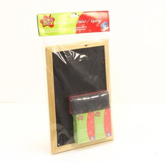 Ardoise Scolaire Graphite Avec Éponge + Boîte 10 Craies Blanches