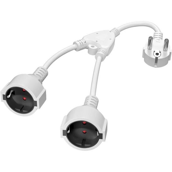 Rallonge Schuko Courte 16A 250V 0.5m IP44 - Câble Extension Prise Coudée Pour Intérieur Et Extérieur