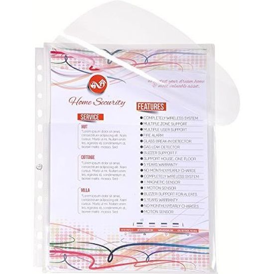Elba Lot De 10 Pochettes Perforées à Soufflet Polypropylène Transparent A4 - Capacité 20mm Pour Archives Et Documents